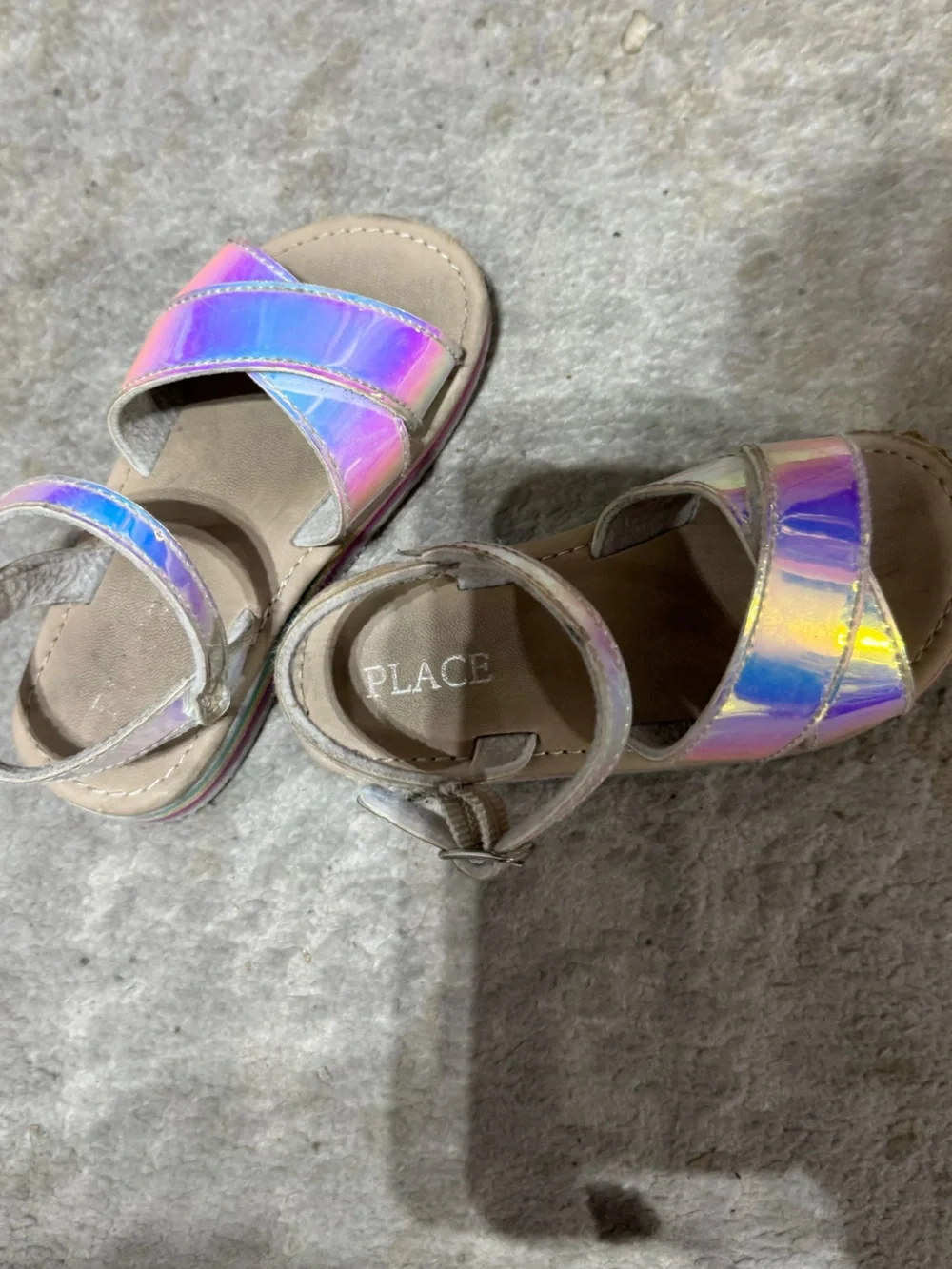 The Children's Place Iridescent Holographic Kids Sandals in Pink and Purple
